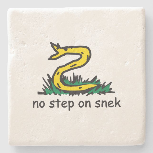 Keine Schritte auf snek memes Gadsden parody SnekR Steinuntersetzer (Vorderseite)