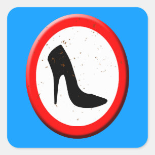 Keine Schuhe mit hohem Absatz erlaubt Quadratischer Aufkleber