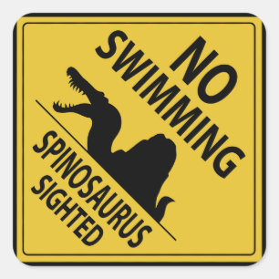 Keine Schwimmen - Spinosaurus anvisiert Quadratischer Aufkleber