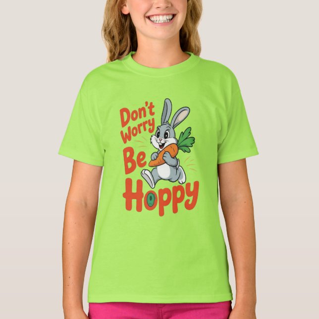 Keine Sorge, hoppiges lustiges Kaninchen T-Shirt (Vorderseite)