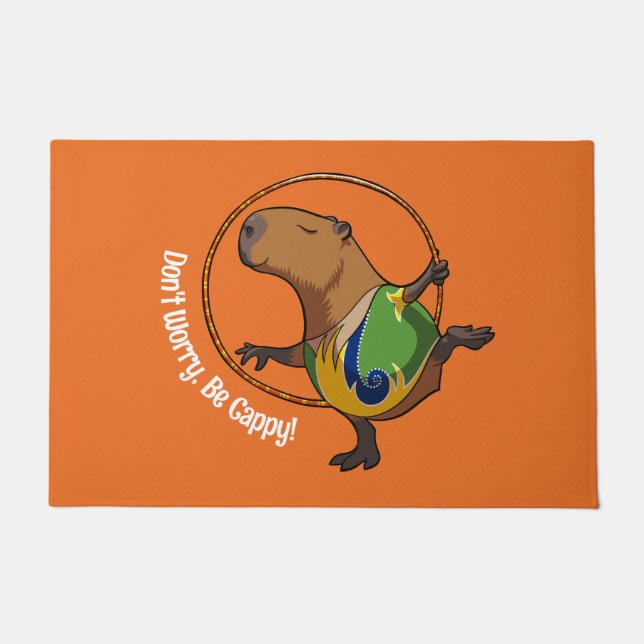 Keine Sorge, seien Sie Cappy Capybara Gymnast Hoop Fußmatte (Vorderseite)
