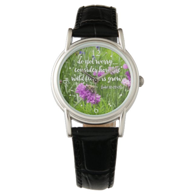 Keine Sorge, wild lebende Blume sind Christlich Bi Armbanduhr (Vorderseite)