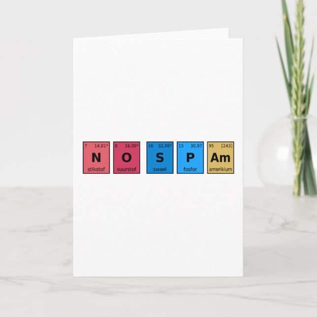 Keine Spam Periodic-Tabelle Karte (Vorderseite)