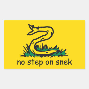 Keine Stufe auf Snek-Memes Gadsden SnekRight gelb Rechteckiger Aufkleber