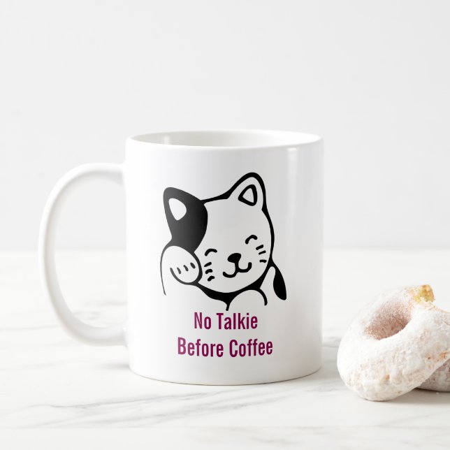 Keine Talkie vor Kaffee Niedliche Katze Kaffeetasse (Mit Donut)
