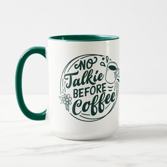 Keine Talkie vor Kaffee Tasse (Links)