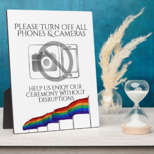 Keine Telefone oder Kameras Gay Pride Fahnen Hochz Fotoplatte