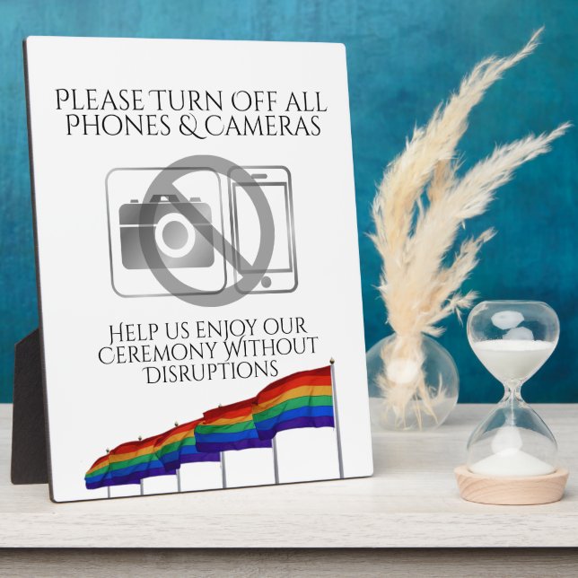 Keine Telefone oder Kameras Gay Pride Fahnen Hochz Fotoplatte (Seite)