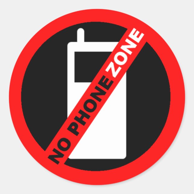 "Keine Telefonzone" Runder Aufkleber (Vorderseite)