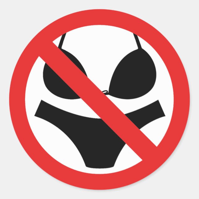 Keine Textilien/Badesachen Zeichen Runder Aufkleber (Vorderseite)