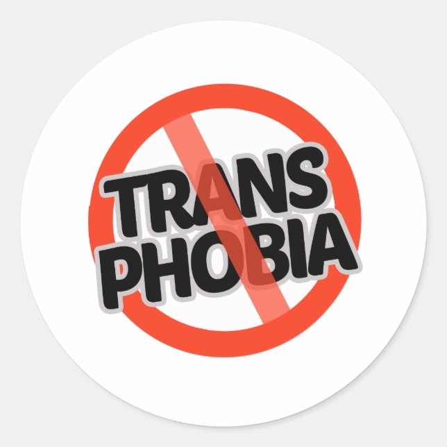 Keine Transphobie Runder Aufkleber (Vorderseite)