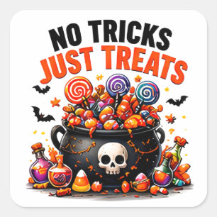 Keine Tricks, nur leckere Halloween-Süßigkeiten Quadratischer Aufkleber