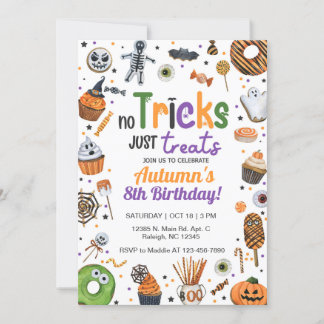 Keine Tricks nur Leckereien Halloween einladen. Einladung