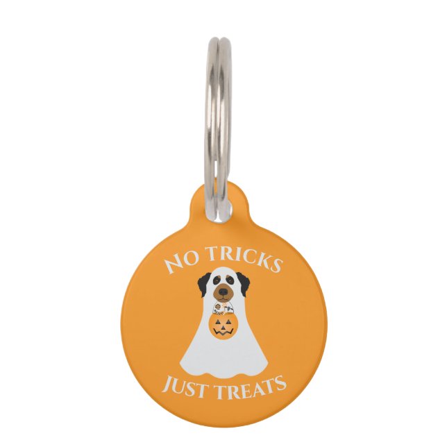 Keine Tricks nur Leckereien Halloween Hund Haustiermarke (Vorderseite)