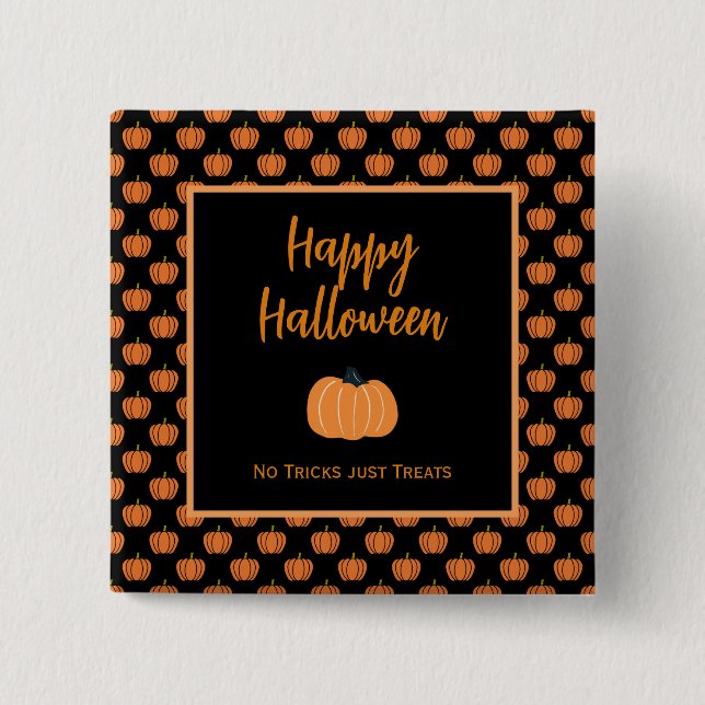 Keine Tricks nur Leckereien Halloween-Kürbis Button (Vorderseite)