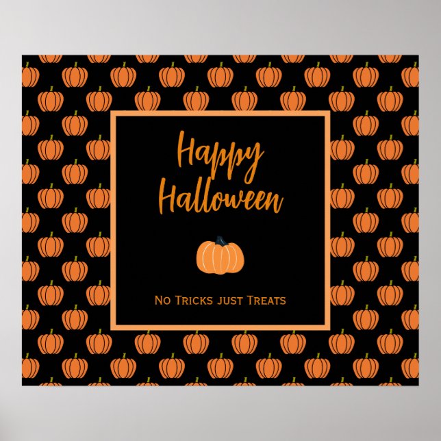 Keine Tricks nur Leckereien Halloween-Kürbis Poster (Vorne)