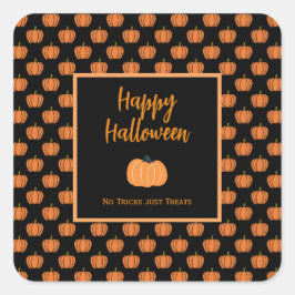Keine Tricks nur Leckereien Halloween-Kürbis Quadratischer Aufkleber