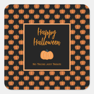 Keine Tricks nur Leckereien Halloween-Kürbis Quadratischer Aufkleber