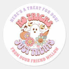 Keine Tricks nur Leckereien Halloween Retro Groovy Runder Aufkleber