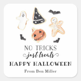 Keine Tricks, nur Leckereien Halloween-Sticker Quadratischer Aufkleber