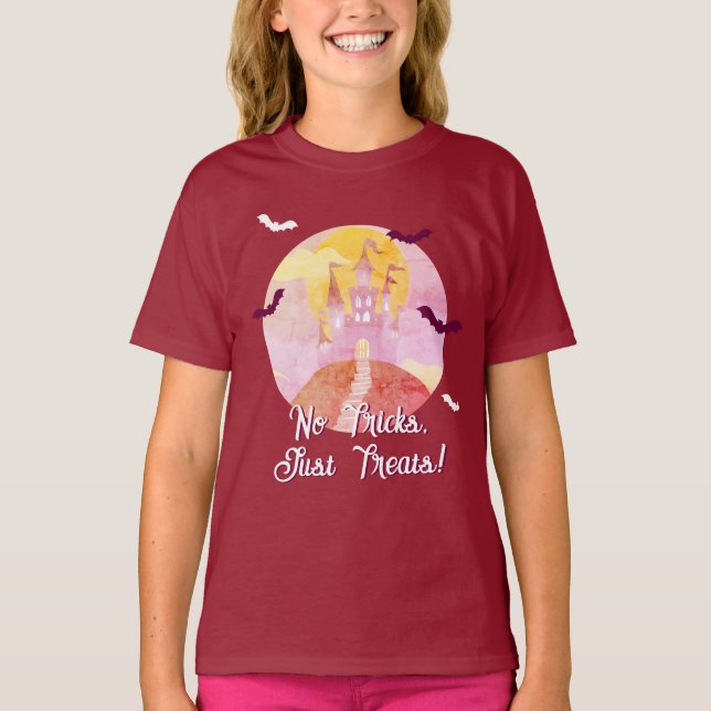 Keine Tricks nur Leckereien Spooky Castle Hallowee T-Shirt (Vorderseite)