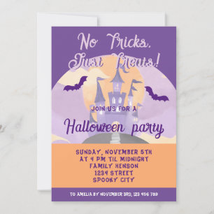Keine Tricks, nur Süßigkeiten Gruselburg Halloween Einladung