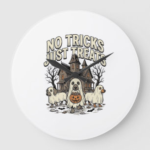 Keine Tricks, nur Süßigkeiten Halloween Dachshund Große Wanduhr