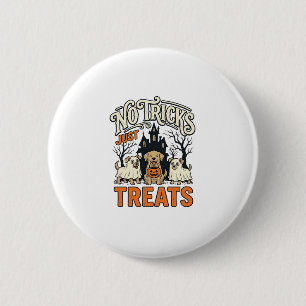 Keine Tricks, nur Süßigkeiten Halloween-Hund-Geist Button