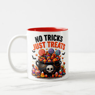 Keine Tricks, nur Süßigkeiten Lustige Halloween-Sü Zweifarbige Tasse