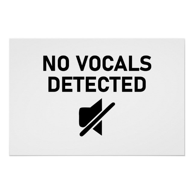 Keine Vocals erkannt Minimales Audio-Design Poster (Vorderseite)
