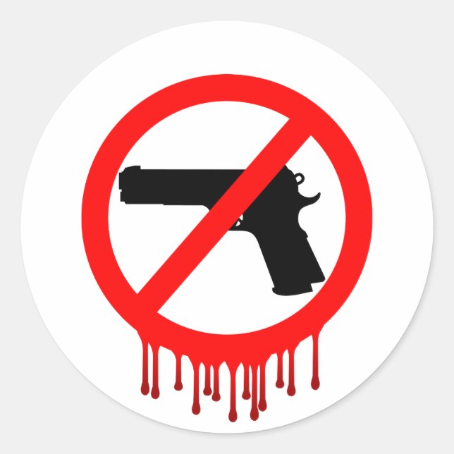Keine Waffen erlaubt = unschuldige Tote Runder Aufkleber (Vorderseite)