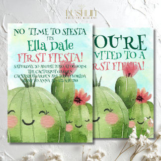 Keine Zeit für Siesta Cactus Geburtstags Fun Fiest Einladung