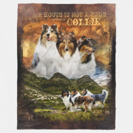 Keine Zuhause mit roher Collie, Schafherde, Land - Fleecedecke