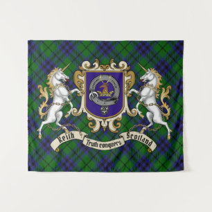 Keith Clan Abzeichen & Unicorns w/Tartan Wandteppich