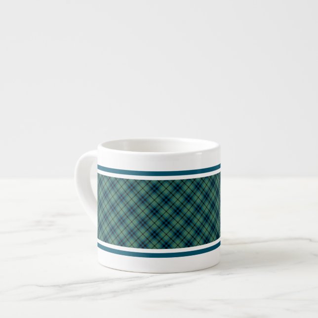 Keith Clan Light Blue und Green Ancient Tartan Espressotasse (Vorderseite Links)
