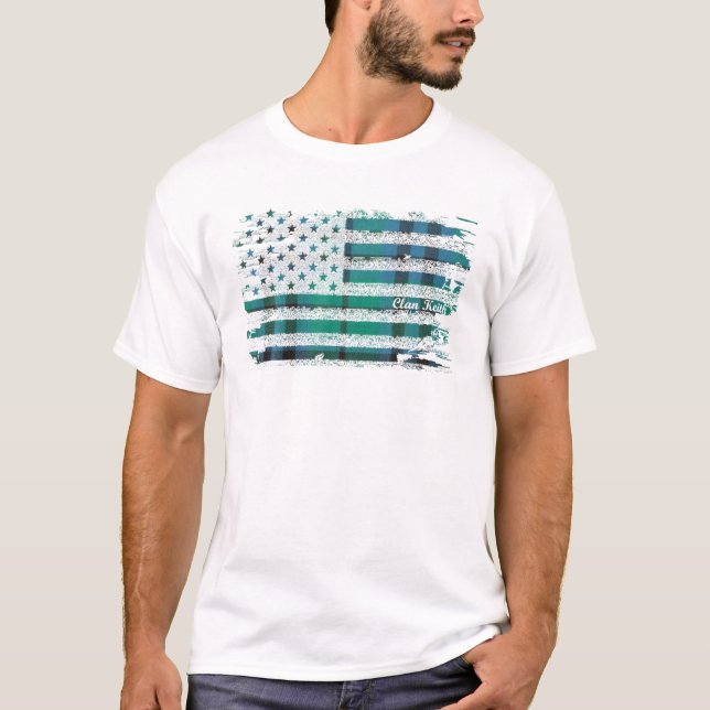 Keith Surname American Flag Scott Clan Tartan T-Shirt (Vorderseite)