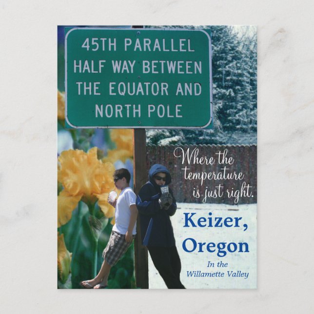 Keizer Oregon Iris Hauptstadt 45. Parallele Postkarte (Vorderseite)