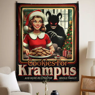 Keks für Krampus Frohe Krampus Weihnachten Horror Wandteppich