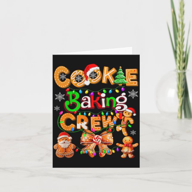 Kekse-Back-Crew-Koch-Kokette-Schleife-Xmas-Ingwer Karte (Vorderseite)