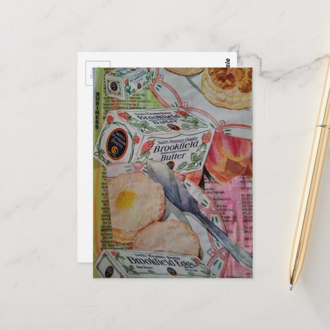 Kekse Butter Eier Collage  Postkarte (Vorderseite/Rückseite Beispiel)