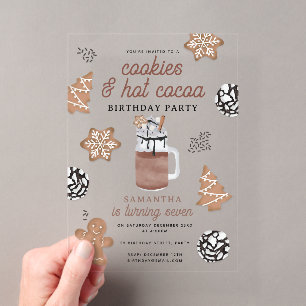 Kekse & Heiße Schokolade Kinder Winter Geburtstag Acryleinladungen