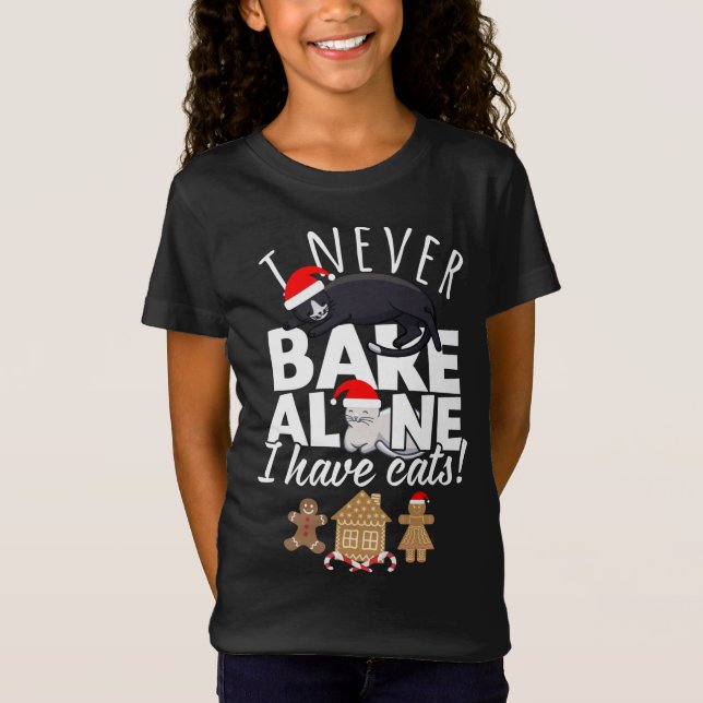 Kekse mit Katzen zu Weihnachten und Lebkuchen T-Shirt (Vorderseite)