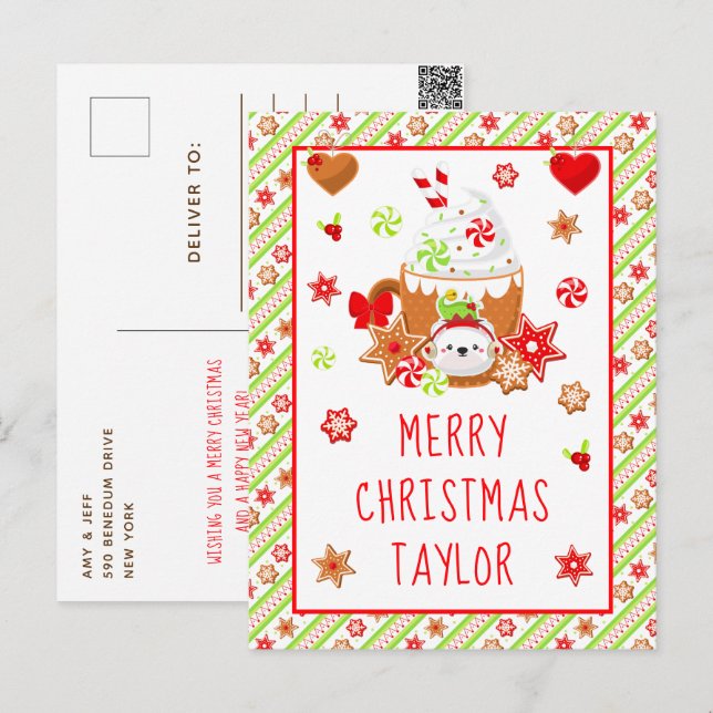 Kekse und Kakao Grün frohe Weihnachten (Vorne/Hinten)