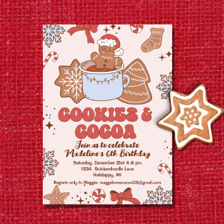 Kekse und Kakao Retro Groovy Weihnachten Geburtsta Einladung