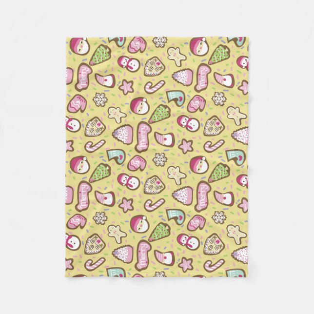 Kekse Weihnachtsgelb Fleecedecke (Vorderseite)