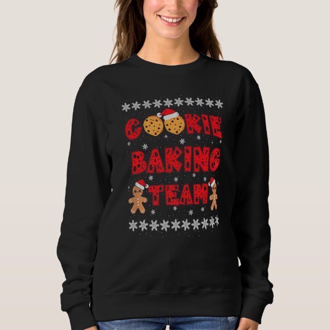 Keksteam backt Lebkuchenmänner mit Weihnachtshüten Sweatshirt (Vorderseite)