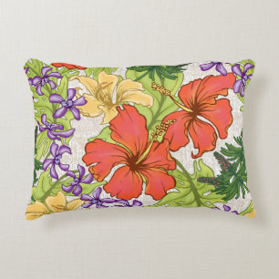Keleah Tropical Hawaiian Hibiskus und Orchideen Dekokissen