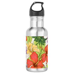 Keleah Tropical Hawaiian Hibiskus und Orchideen Edelstahlflasche