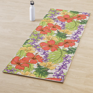 Keleah Tropisches Wasserfarben-Blumenmuster Yogamatte