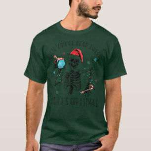Keleton Weihnachtsmannmütze trinken Kaffee Weihnac T-Shirt